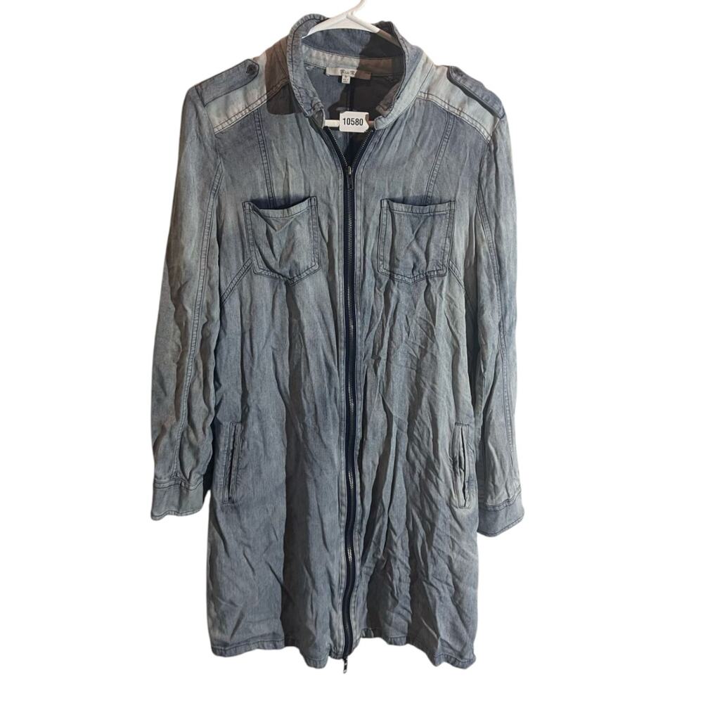 Miss Me Denim Dress Women's Size M Blue Heartbreaker Zip Front Pockets